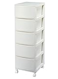 チェスト 衣類収納 リビングスリムチェスト ルームス スリム 5段 ホワイト キャスター付