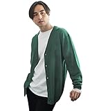 [スプ] セミルーズ シルエット ベーシック 長袖 ボタン Vネック カーディガン XL グリーン