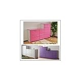 姫系カラフルハイチェスト/タンス収納家具 幅80cm 6段 （カラー：ホワイト 取っ手：パステルグリーン×全12個） 【日本製/完成品】