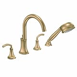 Moen ts964bbアイコン2ハンドル高円弧ローマンタブ蛇口には手シャワー、つや消しブロンズ