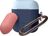 【elago】 AirPods 対応 ケース カラビナ 付き シリコン カバー バイカラー ケースカバー 耐衝撃 傷防止 落下防止 保護 アクセサリー [ Apple AirPods1 / AirPods2 Wireless Charging Case エアーポッズ 対応 ] DUO HANG CASE ジーンインディゴ3