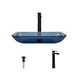 Mr Direct 640アクアバスルームのアンサンブル( Bundle – 4 Items :舟形シンク、滝蛇口、ポップアップ排水、シンクリング) 731 640-AQ-731-ABR