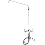 T&S Brass B-0270 Single Hole Base 4-Inch Spreader Double Pantry Faucet with 18-Inch Elevated Swing N