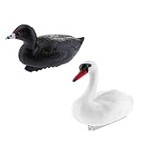 F Fityle スワン置物　2個　水浮き　池の装飾　狩猟囮　デコイ　かかし　　