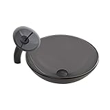 VIGO Sheer Black Frost Glass Vessel Bathroom Sink and Waterfall Faucet with Pop Up, Matte Black [並行輸