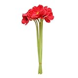 P Prettyia 全８色　10本　造花　家庭の装飾　PU　人工　ポピー　花　インテリア - 赤