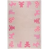 Joy Carpets Kid Essentials Infants & Toddlers Frisky Friends Rug, Pink, 5'4" x 7'8" [並行輸入品]