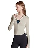 [テスラ] 裏起毛 長袖 ヨガ ジャケット レディース クロップド丈 [防寒 伸縮性] フルジップ 長袖 軽量 サームホール ウィンドブレーカー ヨガウェア スポーツウェア ウォーキング ゴルフ パーカー フルジップジャケット ピラティス 暖かい TM XYJ80-ZZSND_XL