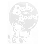 ホワイト（白） Baby on board 〈きりん キリン 動物〉ステッカー 窓ガラス用シールタイプ 車 赤ちゃん 車の後ろ ※吸盤・マグネットタイプで...
