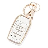 [HOYZE] 新型ヴォクシー 90系キーケース ノア90系キーカバー 可愛い 車スマートキーケース アルファード ヴェルファイア 40系 (ゴールドホワイト)