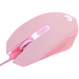 【スモールラボ】有線接続 LED ゲーミングマウス ボタン2個 ピンク 感度変更 1200dpi 1600dpi 2400dpi 3600dpi 進む戻るボタン付き (通常版)