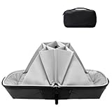 ガジェットポーチ 180°開口デザイン 自立型 旅行 出張 テレワーク オーガナイズポーチ ブラック 万能収納ケース 大容量