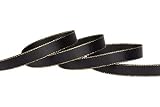 【IDECORRIBBONS】幅9mm 両面サテンゴールド エッジリボン 長さ22m 手芸 服飾 ラッピング ちょう結び リボン #030ブラック