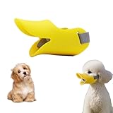 aninako 犬 口臭 犬用マズル 口輪 犬アヒル口セット シリコン犬口 ペットシリコンゴムセット 犬調節セット 犬 便利グッズ 噛み防止 家具破壊防止 ペットグッズ (イエロー, Lマズル：16cm、後頭部19cm-35cm)