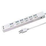 電源タップ 延長コード USB付き USB充電 AC コンセント 6個口 6口 USB-A×2 USB2ポート 3.4A 個別スイッチ 雷ガード ブレーカー スイングプラグ ほこり防止シャッター テーブルタップ 壁掛け フック穴 2m タコ足 OAタップ USB ホワイト 白 STYLED