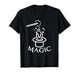 魔法の帽子をかぶったウサギ 杖付き 楽しいTシャツ Tシャツ