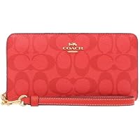 COACH 長財布 シグネチャー レッドラウンドファスナー新品未使用 COACH 長財布 ブラウン/レッド シグネチャー ラウンドファスナー