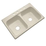 Thermocast Beaumont 33 x 22インチキャストアクリルダブルボウルキッチンシンク、ボーン