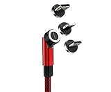 マグネット充電ケーブル usb -type c ケーブル 3in1急速充電（Type-C端子×3）3A 充電ケーブル540度回転（レッド）