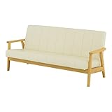 SATO セレノソファ 3人掛けストライプ PVCホワイト 肘ナチュラル