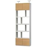 白井産業【SHIRAI】壁面収納 本棚 オープンラック リビュアル ナチュラルブラウン 幅80cm 天井突っ張り 【2梱包】 LVA-2480DNA LVA-2480DNA