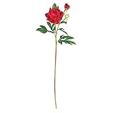 Nearly Natural Home Indoor Decorative Tabletop Fancy 38.5" Peony With Leaves Stem Set of 12 Red
