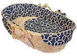 Hoohobbers Ruffled Moses Basket, Pebbles Navy by Hoohobbers