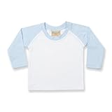 Larkwood Baby Long Sleeved Baseball T-Shirt (18-24) (White/Pale Blue) by Larkwood