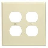 Leviton 86116 2-gangデュプレックスデバイスコンセントウォールプレート、オーバーサイズ、熱硬化性樹脂、ボックスマウント、アイボリー