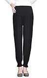 (Miwoluna) マタニティ パンツ ズボン 裾絞り ウエストサイズ調整可能 産前産後 妊婦服 マタニティウェア レディース ブラック (L)