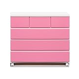 アルファタカバ ベビータンスシリーズキャスター付きチェスト90cm幅4段ピンク