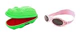Gift pack Sunglasses case Green Crocodile and Babybanz Pink Gingham Sunglasses 0-2 years by Baby Ban