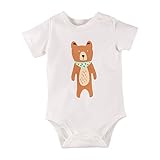 Baby Nest 夏 ベビー服 半袖ボディースーツ ロンパース 女の子 男の子 肩ボタン アニマル コットン100% クマ 3-6M
