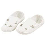 uxcell　作業靴　静電防止靴　PVC　ESD　女性用　ホワイト　UK6.5