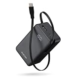 エレコム モバイルバッテリー 35W 10000mAh リール式 PD対応 残量表示 2ポート Type-C Type-A ブラック EC-C55LBK
