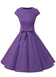 ドレッシースター スイングワンピース 50年代ベルト付き レディーズ パープル Mサイズ