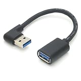 USB 3.0 L型右90°方向変換ケーブル USB 3.0 延長ケーブル タイプAオス- タイプAメス 超高速 5Gbpsのデータ転送同期リード(右向き L型)