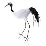 F Fityle 現実的 鳥　タンチョウ　置物　 人工羽根 庭の装飾 　芝生 屋外 動物モデル 　全２色　生き生き　高品質　 - 見上げる