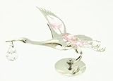 Christening Silver Plated Stork Pink Crystals For Girl by Lesser & Pavey