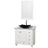 Wyndham Collection Acclaim 36 inch Single Bathroom Vanity in White White Carrera Marble Countertop A