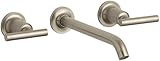 KOHLER K-T14415-4-BV Purist Two-Handle Wall-Mount Lavatory Faucet Trim with 8-1/4" Spout and Lever H