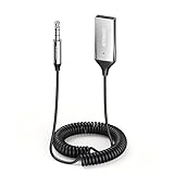 UGREEN Bluetooth5.3 車載レシーバー Bluetooth受信機 ブルートゥース化 ハンズフリー通話 車載オーディオ 3.5mm USB式 二台スマホ同時接続可能 通信距離≤10M SBC対応 遅延時間≤220mS マイク内蔵 充電不要 【TELEC認証番号：R217-220698】シルバー