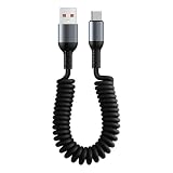 Akkerds USB Type-Cデータケーブル 0.35Mから1.8M まで延長可能 6A急速充電 伸縮自在 コイルタイプ 車載対応 Android対応