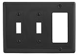Bryant Electric NPJ226BK Wallplate, Nylon, Mid-Sized, 3-Gang, 2 Toggle, 1 Decorator/GFCI, Black [並行輸