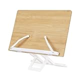 Youmechi ブックスタンド 竹製 超薄型 卓上 軽量 ポータブル 折りたたみ おしゃれ 書見台 滑らか 角度調節 高さ調整 筆記台 楽