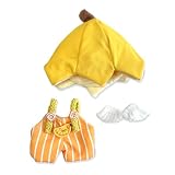 バナナ型帽子&オーバーオールセット　10cm用 ぬい服 着ぐるみ アクセサリー 推し活 オタ活 人形 マスコット kpopdoll コスチューム [並行輸入品]