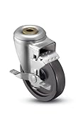 Shepherd Institutional Series 3 Diameter Polyolefin Wheel Hollow Kingpin Swivel Caster with Tread Br