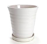 鉢 KANEYOSHI 【日本製/三河焼】 陶器 植木鉢 フラワーロード ホワイト 8号皿付