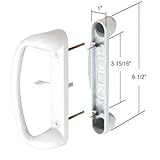 High Profile White Mortise-Style Sliding Glass Door Handle 3-15/16 Screw Holes by C.R. Laurence