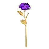 Blesiya 人工　箔メッキ　バラの花　インデー、母の日　素晴らしい　プレゼント　全4色 - 紫